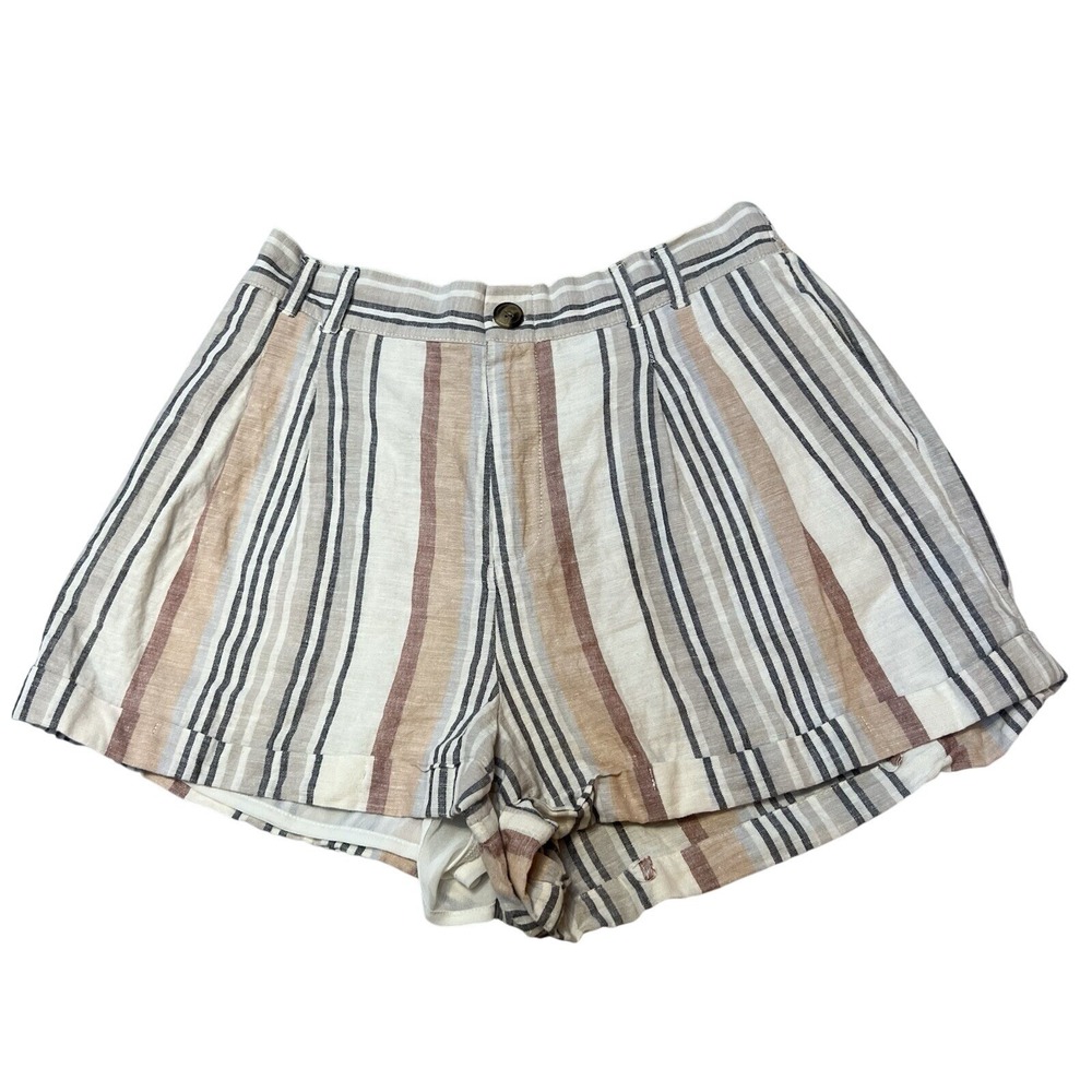 American Eagle Striped Shorts Womens Medium High Rise Casual‎ Cuffed
